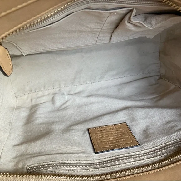 Coach Legacy Tan Leather Medium Candace Carryall Tote with Tassel Accent
